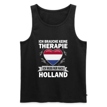 Ich brauche keine Therapie Ich muss nach Holland - Männer Premium Bio Tank Top - Schwarz - Vorne - Michal (187cm)