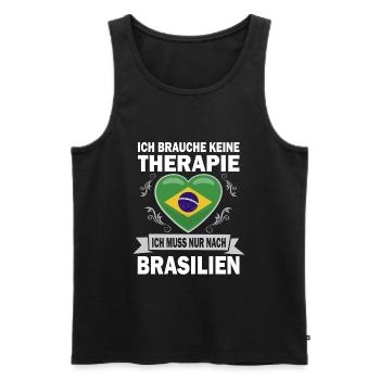 Ich brauche keine Therapie Ich muss nach Brasilien - Männer Premium Bio Tank Top - Schwarz - Vorne - AI Model Male 178 light (178cm)