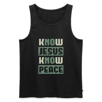 Know Jesus Kirche Gott Christen Geschenk - Männer Premium Bio Tank Top - Schwarz - Vorne - AI Model Male 178 light (178cm)