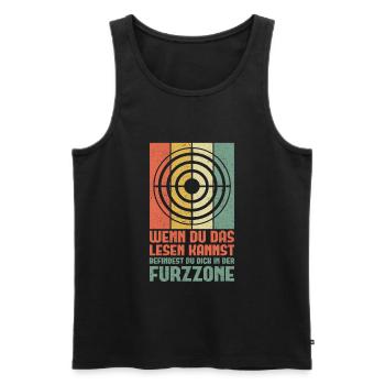 Furzzone | Furz Pupsen Furzen Geschenk - Männer Premium Bio Tank Top - Schwarz - Vorne - Michal (187cm)