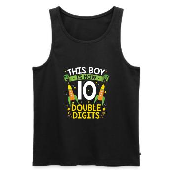 10 Geburtstag Jungs 10 Jahre Geschenk - Männer Premium Bio Tank Top - Schwarz - Vorne - Michal (187cm)
