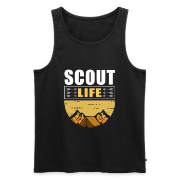Scout Life | Camping Boy Scout Gift Camping - Débardeur bio Premium Homme - noir - Devant - AI Model Male 178 light (178cm)