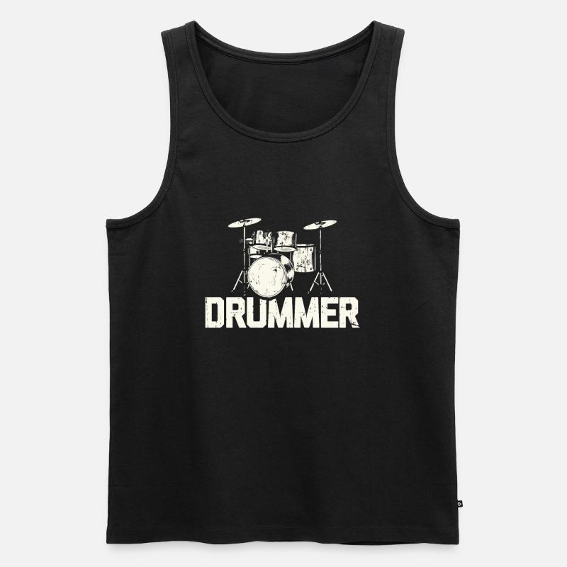 Schlagzeug Schlagzeuger Geschenk Drummer Trommler - Männer Premium Bio Tank Top - Schwarz