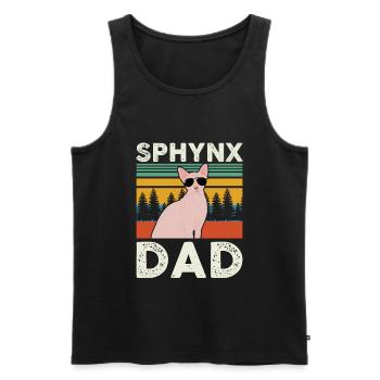 Sphynx papa | Sphinx chat cadeau propriétaire de chat - Débardeur bio Premium Homme - noir - Devant - AI Model Male 178 light (178cm)