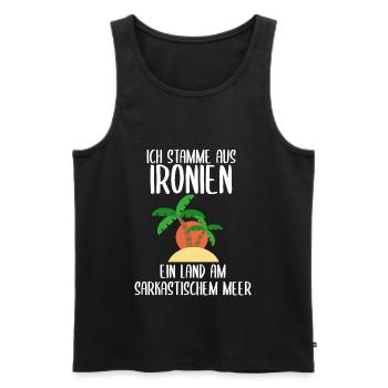 Ich stamme aus Ironien - Männer Premium Bio Tank Top - Schwarz - Vorne - AI Model Male 178 light (178cm)