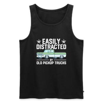 Easily distractable by old pickup trucks vintage cars - Men's Premium Organic Tank Top - black - Front - AI Model Male 178 light (178cm)