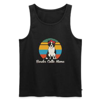 Cadeau de colley de propriétaire de chien de maman de border collie - Débardeur bio Premium Homme - noir - Devant - Michal (187cm)
