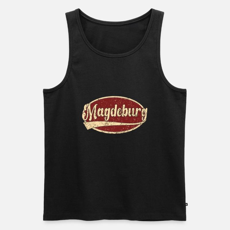 Magdeburg Retro Tshirt Geschenk - Männer Premium Bio Tank Top - Schwarz