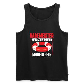 Bademeister Schwimmbad Freibad Hallenbad Geschenk - Männer Premium Bio Tank Top - Schwarz - Vorne - Michal (187cm)