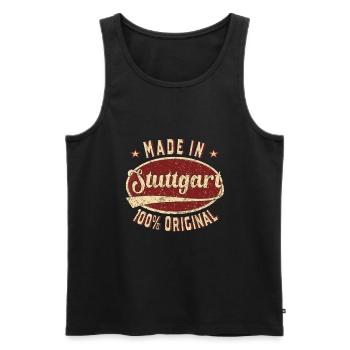 Made in Stuttgart 100 % original Stuttgarter Retro - Männer Premium Bio Tank Top - Schwarz - Vorne - Michal (187cm)