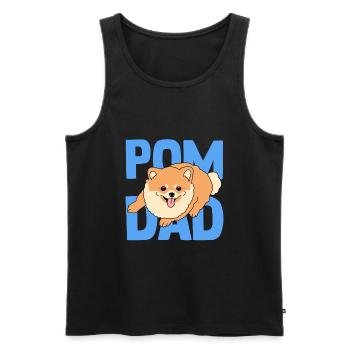 Nain Pomeranian Pom Maîtres Père Cadeau - Débardeur bio Premium Homme - noir - Devant - AI Model Male 178 light (178cm)