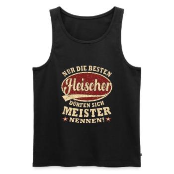 Fleischer Meister nur die Besten - Männer Premium Bio Tank Top - Schwarz - Vorne - Michal (187cm)