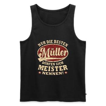 Müller Meister nur die Besten - Männer Premium Bio Tank Top - Schwarz - Vorne - Michal (187cm)