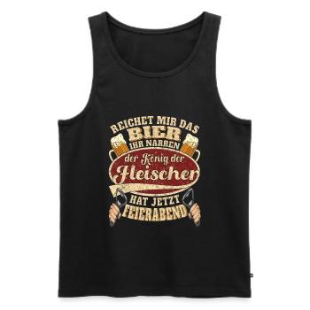 Fleischer Bier Feierabend - Männer Premium Bio Tank Top - Schwarz - Vorne - AI Model Male 178 light (178cm)