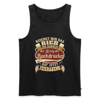 Buchdrucker Bier Feierabend - Männer Premium Bio Tank Top - Schwarz - Vorne - AI Model Male 178 light (178cm)