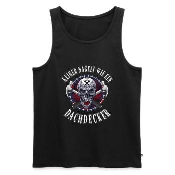 Dachdecker keiner nagelt wie ein Dachdecker - Männer Premium Bio Tank Top - Schwarz - Vorne - Michal (187cm)