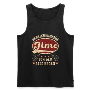 Timo ich bin dieser legendäre Timo Retro - Männer Premium Bio Tank Top - Schwarz - Vorne - Michal (187cm)