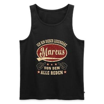 Marcus ich bin dieser legendäre Marcus Retro - Männer Premium Bio Tank Top - Schwarz - Vorne - Michal (187cm)