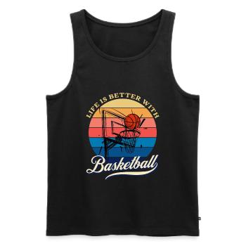 life is better with Basketball Summer Design - Men's Premium Organic Tank Top - black - Front - Michal (187cm)