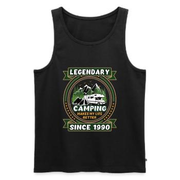 Legendär seit 1990 Camping Geschenk Geburtsjahr - Männer Premium Bio Tank Top - Schwarz - Vorne - AI Model Male 178 light (178cm)