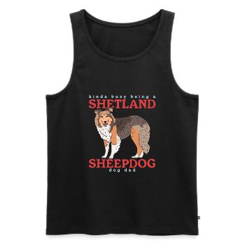 Shetland Sheepdog Dad | Sheltie Hunde Geschenk - Männer Premium Bio Tank Top - Schwarz - Vorne - Michal (187cm)