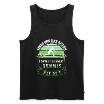 Tennis L’un de nous deux joue mieux au tennis - Débardeur bio Premium Homme - noir - Devant - AI Model Male 178 light (178cm)