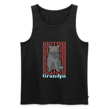 British Shorthair Grandpa Cat Papa Cadeau - Débardeur bio Premium Homme - noir - Devant - Michal (187cm)