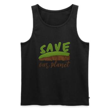 Save our planet gift shirt - Men's Premium Organic Tank Top - black - Front - AI Model Male 178 light (178cm)