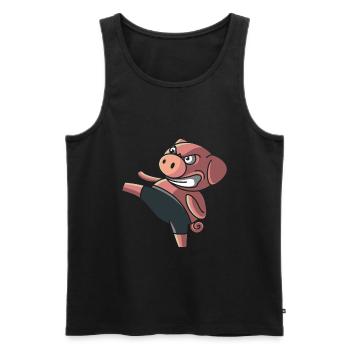 Kampfsport Schwein, geschenk karate kickboxen - Männer Premium Bio Tank Top - Schwarz - Vorne - AI Model Male 178 light (178cm)