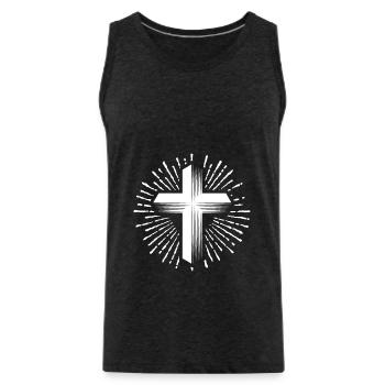 Christian cross - Men's Premium Organic Tank Top - charcoal grey - Front - Alexander (188cm)