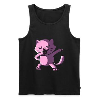 Chat tamponné, tamponnez l'animal mignon - Débardeur bio Premium Homme - noir - Devant - AI Model Male 178 light (178cm)