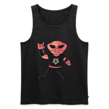Heavy Metal Pig, rocker français à la fourche - Débardeur bio Premium Homme - noir - Devant - Michal (187cm)