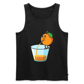 Peeing orange, fruit orange juice fruit - Men's Premium Organic Tank Top - black - Front - AI Model Male 178 light (178cm)