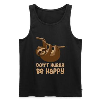 Do not Hurry Be Happy, sloth lazy gift - Men's Premium Organic Tank Top - black - Front - Michal (187cm)