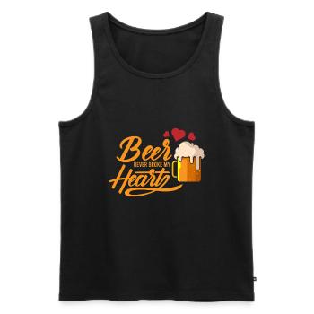 Beer never broke my heart, gift beer drink - Men's Premium Organic Tank Top - black - Front - Michal (187cm)