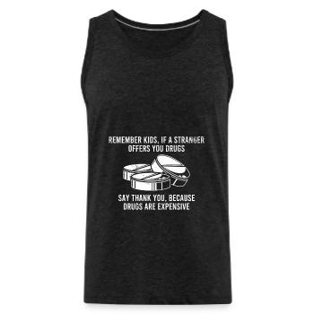 Drugs Are Expensive, drogen teuer party teile - Männer Premium Bio Tank Top - Anthrazit - Vorne - Alexander (188cm)