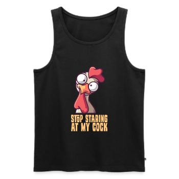 Stop Staring At My Cock - Men's Premium Organic Tank Top - black - Front - AI Model Male 178 light (178cm)
