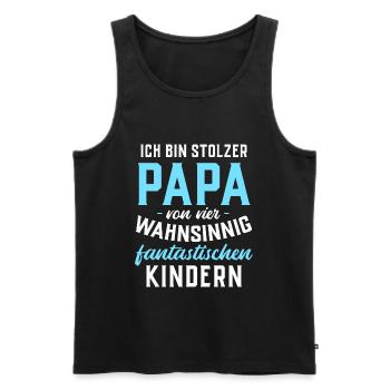 Ich bin stolzer Papa von 4 fantastischen Kindern - Männer Premium Bio Tank Top - Schwarz - Vorne - Michal (187cm)