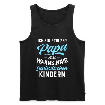 Ich bin stolzer Papa von fantastischen Kindern - Männer Premium Bio Tank Top - Schwarz - Vorne - Michal (187cm)