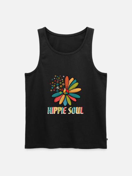 Peace Love Happy Soul Flowers - Men's Premium Organic Tank Top - black
