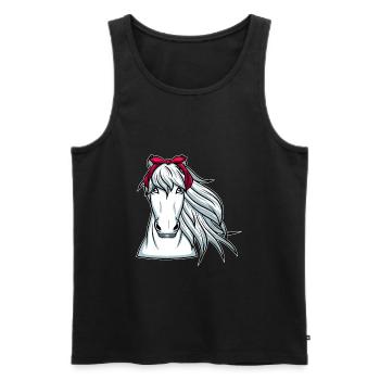Weißes Pferd mit Bandana Pferde - Männer Premium Bio Tank Top - Schwarz - Vorne - Michal (187cm)