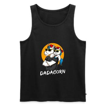 Licorne Dadacorn Père Fils Bébé Garçon - Débardeur bio Premium Homme - noir - Devant - Michal (187cm)