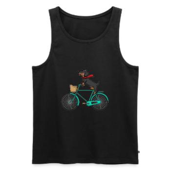 Happy Dachshund fait du vélo - Dachshund - Débardeur bio Premium Homme - noir - Devant - Michal (187cm)