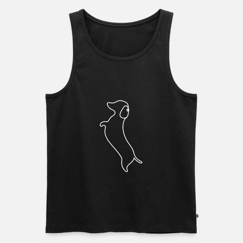 Single Line Design - Dackel - Männer Premium Bio Tank Top - Schwarz