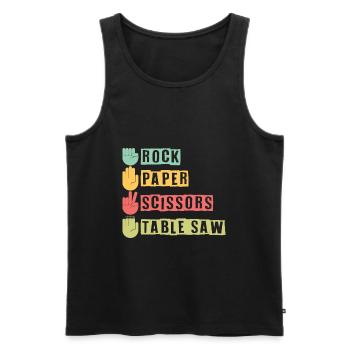 Stone, paper, scissors, circular saw carpenter - Men's Premium Organic Tank Top - black - Front - Michal (187cm)