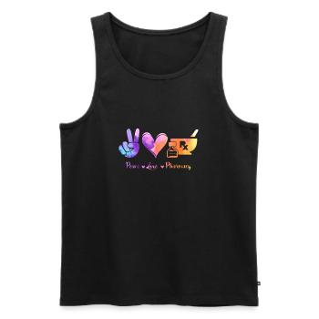 Peace, Love Pharmacy - Pharmazie Pharmakant - Männer Premium Bio Tank Top - Schwarz - Vorne - Michal (187cm)