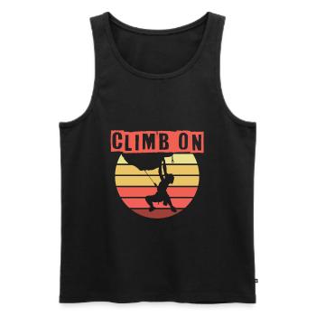 Climb On - Bergsteiger Klettern Bouldering - Männer Premium Bio Tank Top - Schwarz - Vorne - AI Model Male 178 light (178cm)