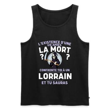 Cadeau Humour Homme Lorrain - Débardeur bio Premium Homme - noir - Devant - Michal (187cm)