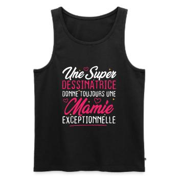 Dessinatrice donne toujours mamie exceptionnelle - Débardeur bio Premium Homme - noir - Devant - Michal (187cm)