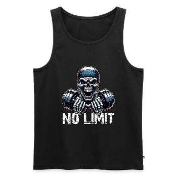 No Limit Workout Bodybuilding Skull with Dumbbell - Men's Premium Organic Tank Top - black - Front - Michal (187cm)